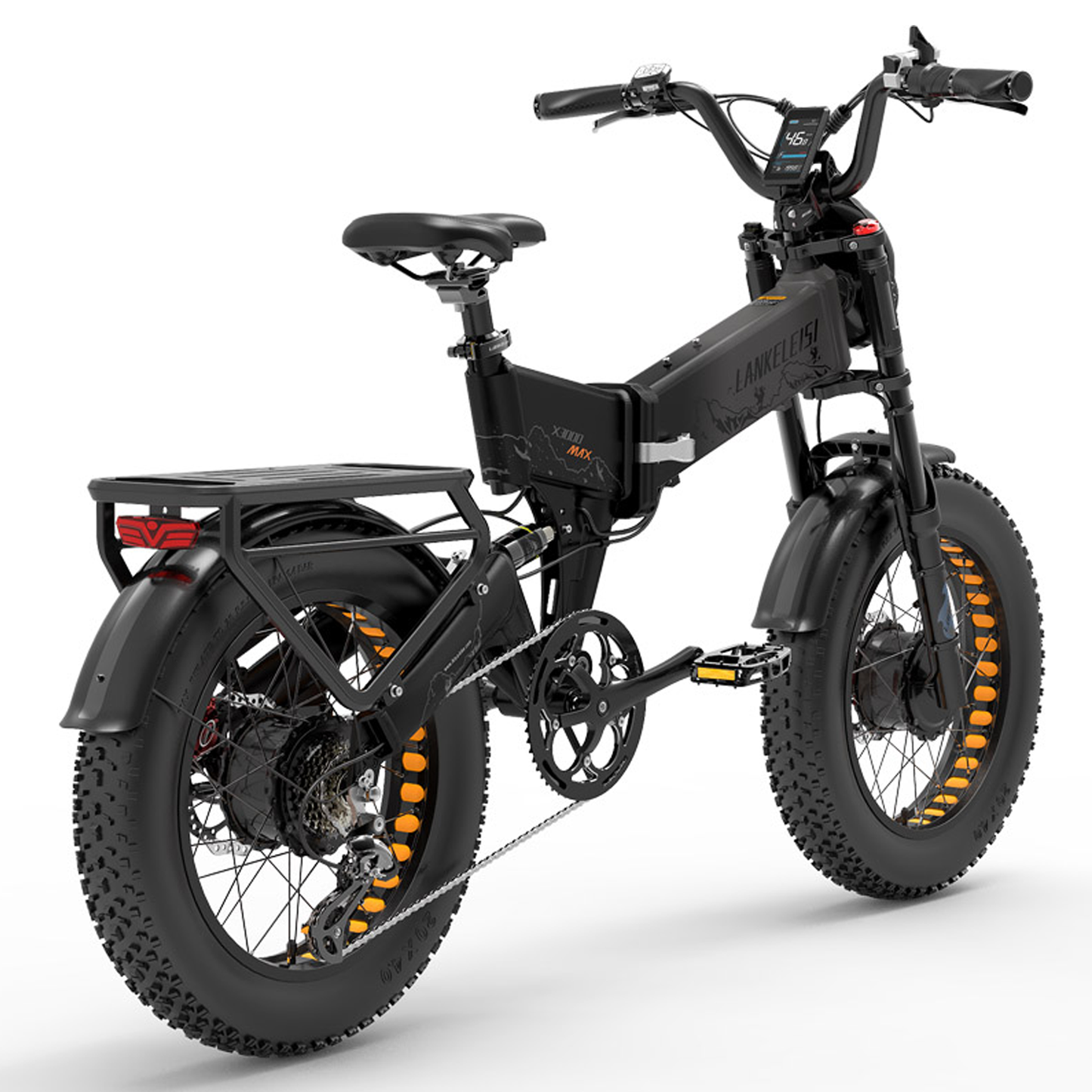 LANKELEISI | Vélo électrique pliant à suspension complète X3000 MAX à double moteur 2000 watts