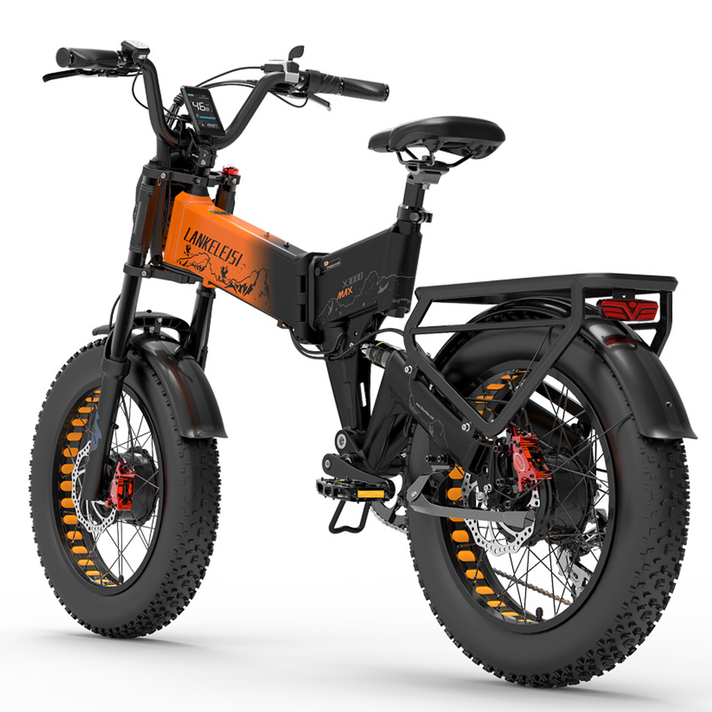 LANKELEISI | Vélo électrique pliant à suspension complète X3000 MAX à double moteur 2000 watts