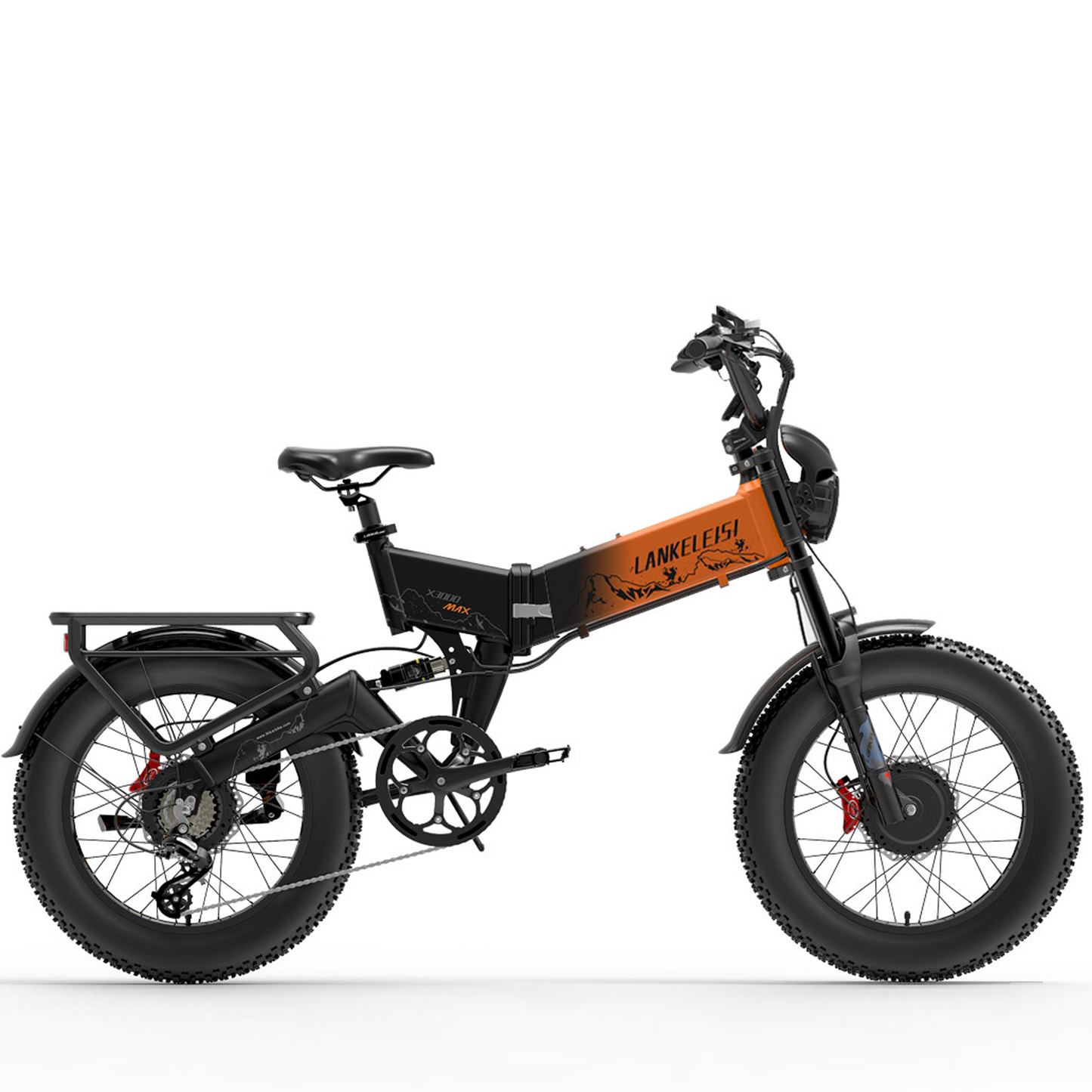 LANKELEISI | Vélo électrique pliant à suspension complète X3000 MAX à double moteur 2000 watts
