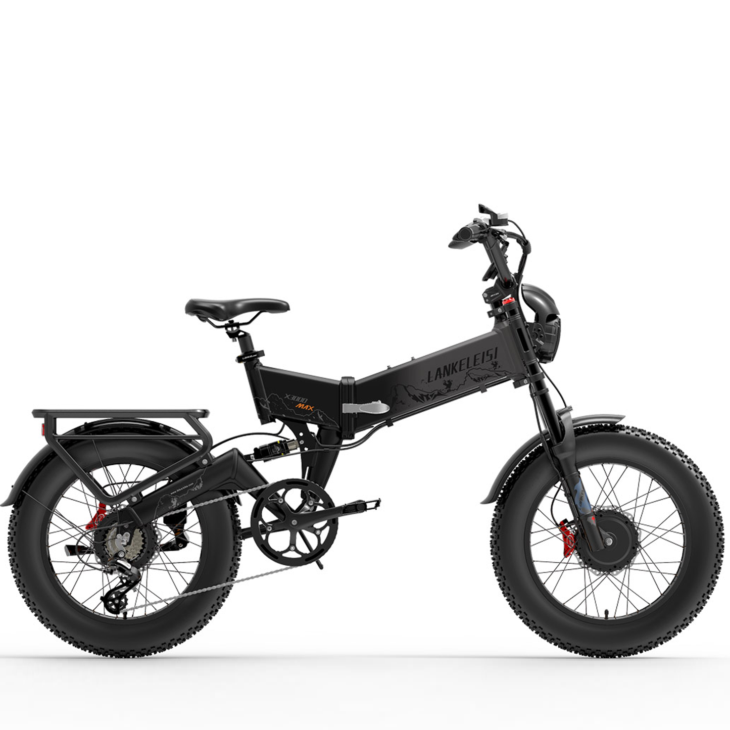 LANKELEISI | Vélo électrique pliant à suspension complète X3000 MAX à double moteur 2000 watts