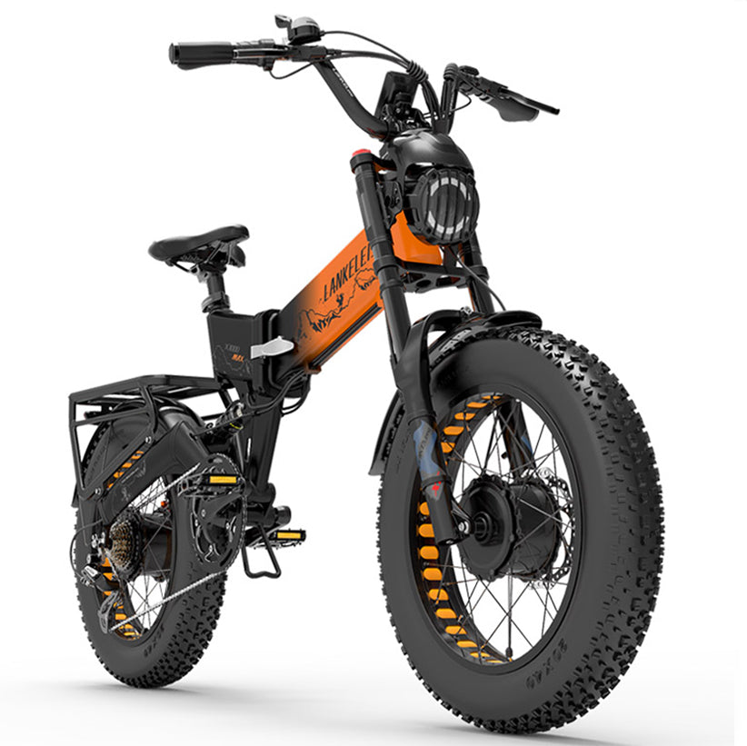 LANKELEISI | Vélo électrique pliant à suspension complète X3000 MAX à double moteur 2000 watts